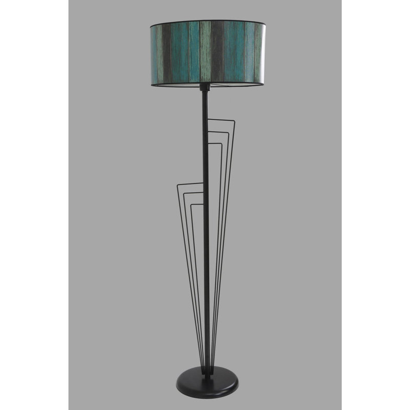 Luro Elegant Floor Lamp, 100% Metal, 65.0 inches Tall | Black Finish with Oven Dried Paint, 17.7 inches Shade Diameter | E27 Socket, Max 60W | Stylish Lighting for Living Room, Bedroom, and Office Decor