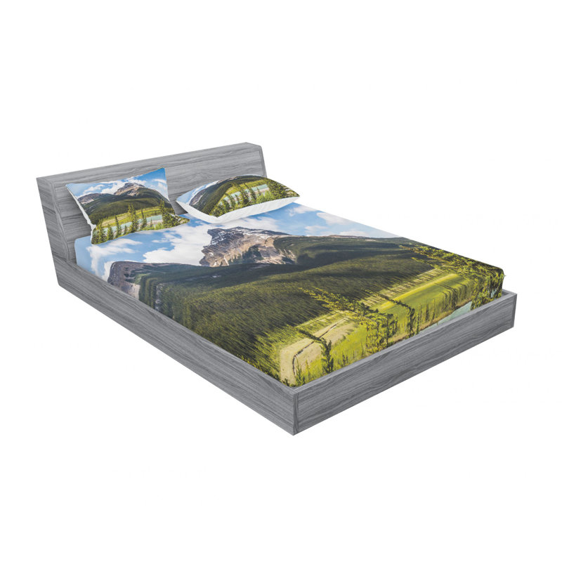 Ensemble de draps Canadian Nature Cliff High Tops and Ranges in Spring Day, Ensemble de draps grand lit + 2 taies d'oreiller