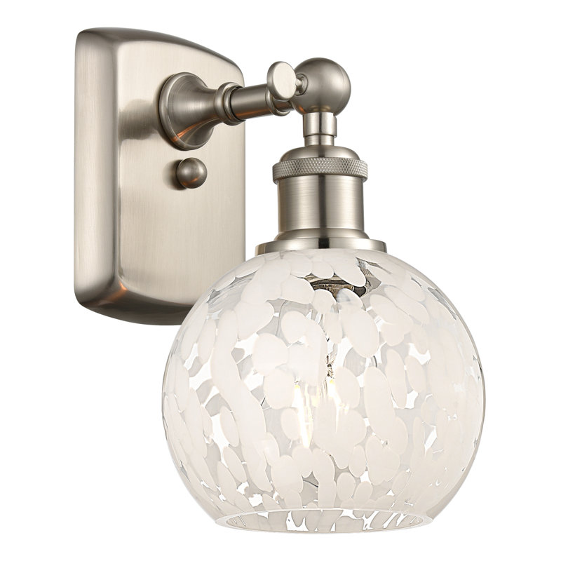Berganzo Steel Armed Sconce, Satin Nickel, 9" H x 6" W x 7.13" D