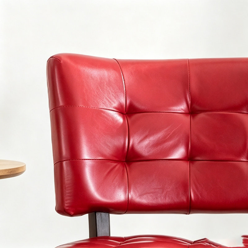 Fauteuil d'appoint capitonné en cuir mélangé avec sièges surdimensionnés, Similicuir rouge