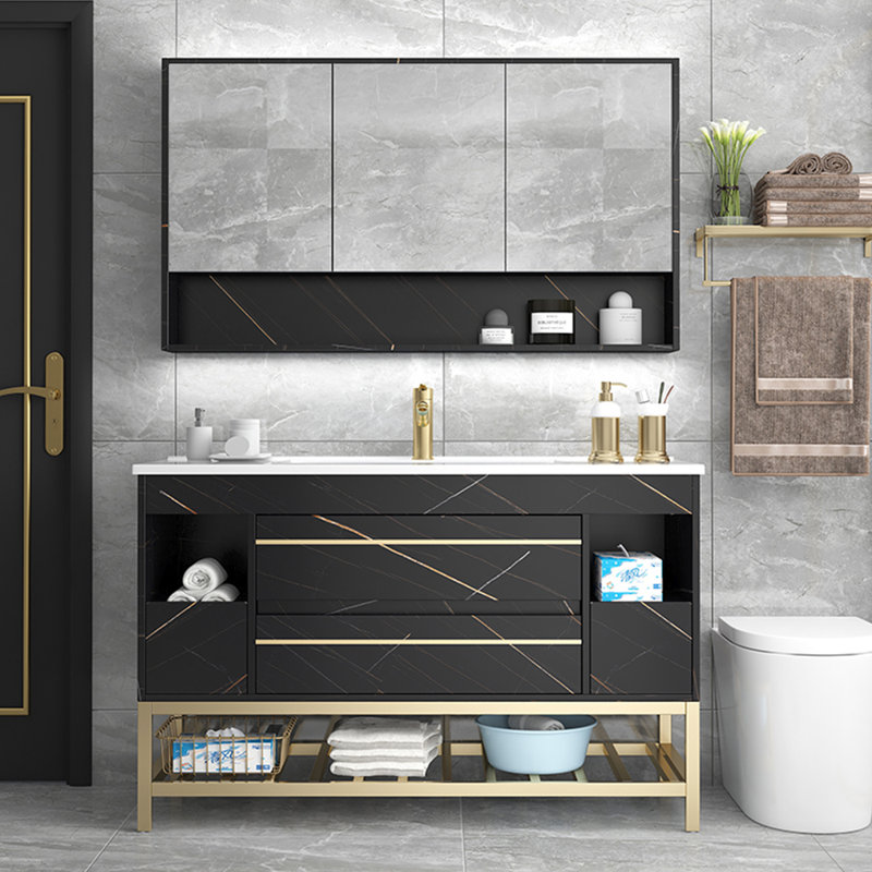 Armoire de salle de bain simple et luxueuse de style nordique, Noir