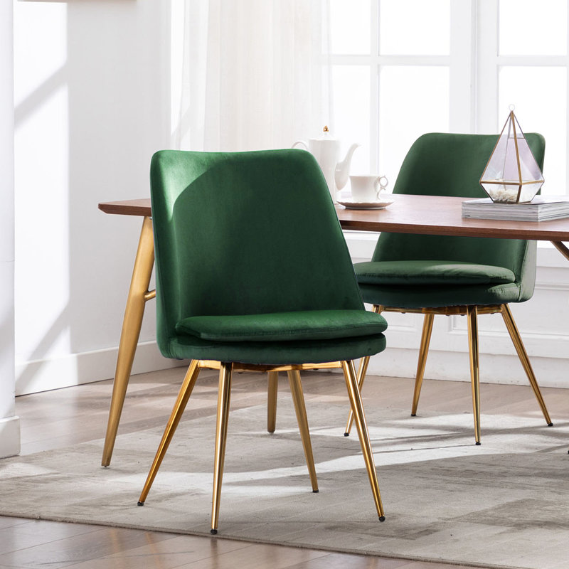 47cm H Velvet Upholstered Side Chair, Green