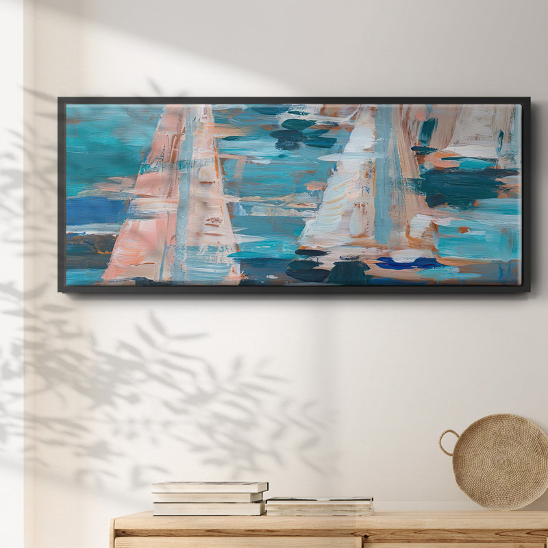 Pop Regatta I, Pas de tapis, H 12 po x l 30 po x P 1,5 po, Toile avec cadre flottant noir