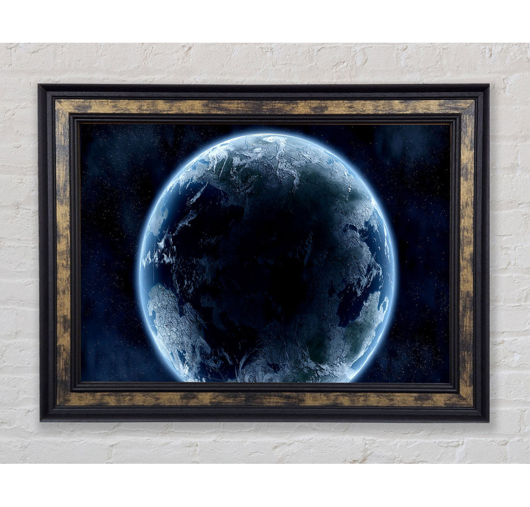 Planet Universe Blau Gerahmter Druck