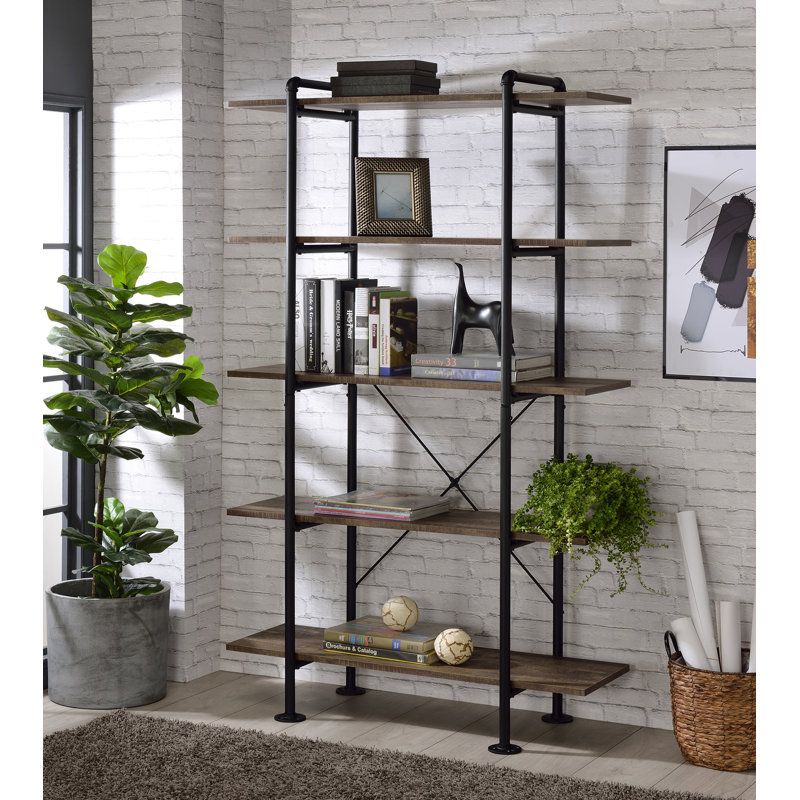 Bookcase in Rustic Oak & Black Finish