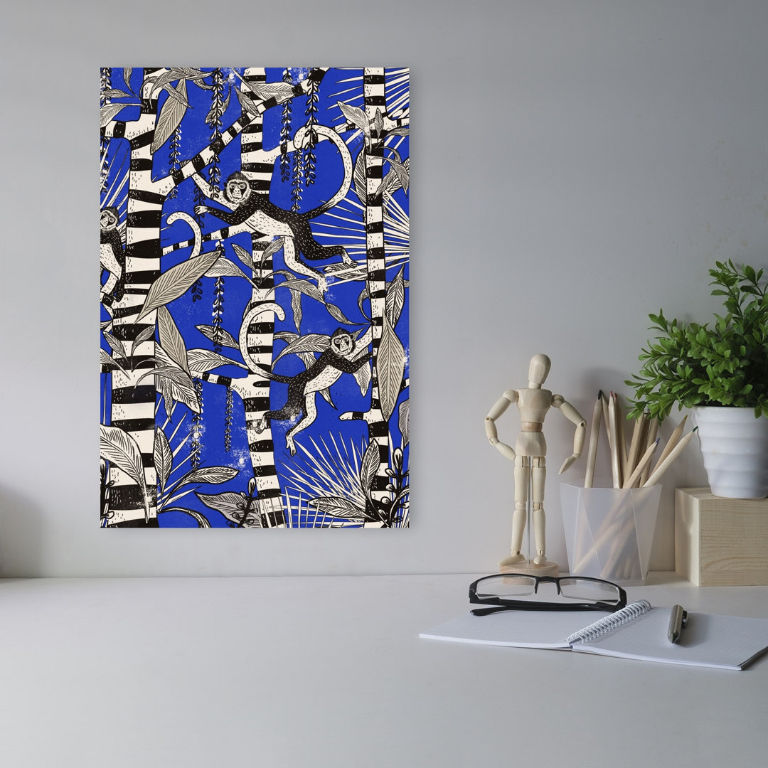 Playful Jungle Monkeys Playful Abstract Monkey Forest Nature Wall Art Print