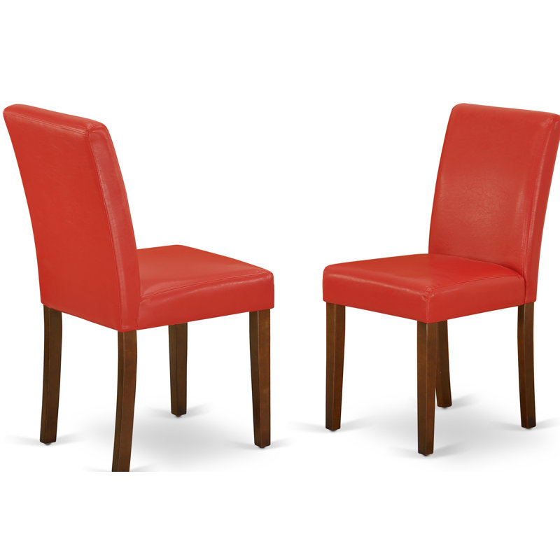 Chaises de salle à manger Abbott Parsons - Chaises rembourrées en similicuir rouge Firebrick, ensemble de 2, acajou, Acajou