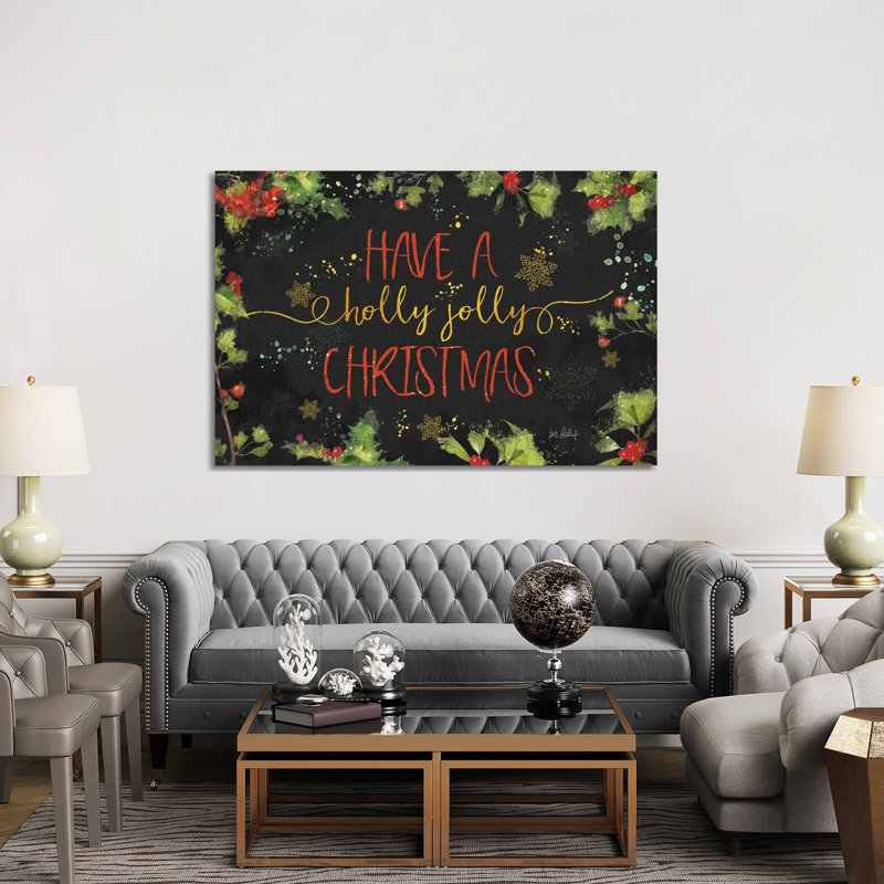 Christmas Sentiments I Black by Katie Pertiet - Wrapped Canvas Print, 152.5 cm H x 101.5 cm W