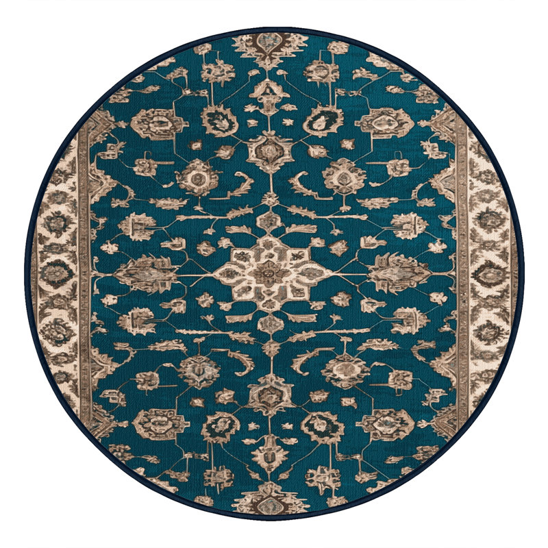 Machine Washable Tabriz Gray Area Rug, Round 3'