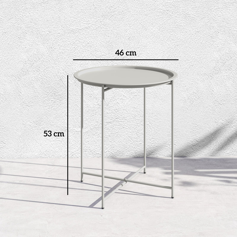 Round Metal Outdoor Side Table , 46cm cm W 46cm cm D, White