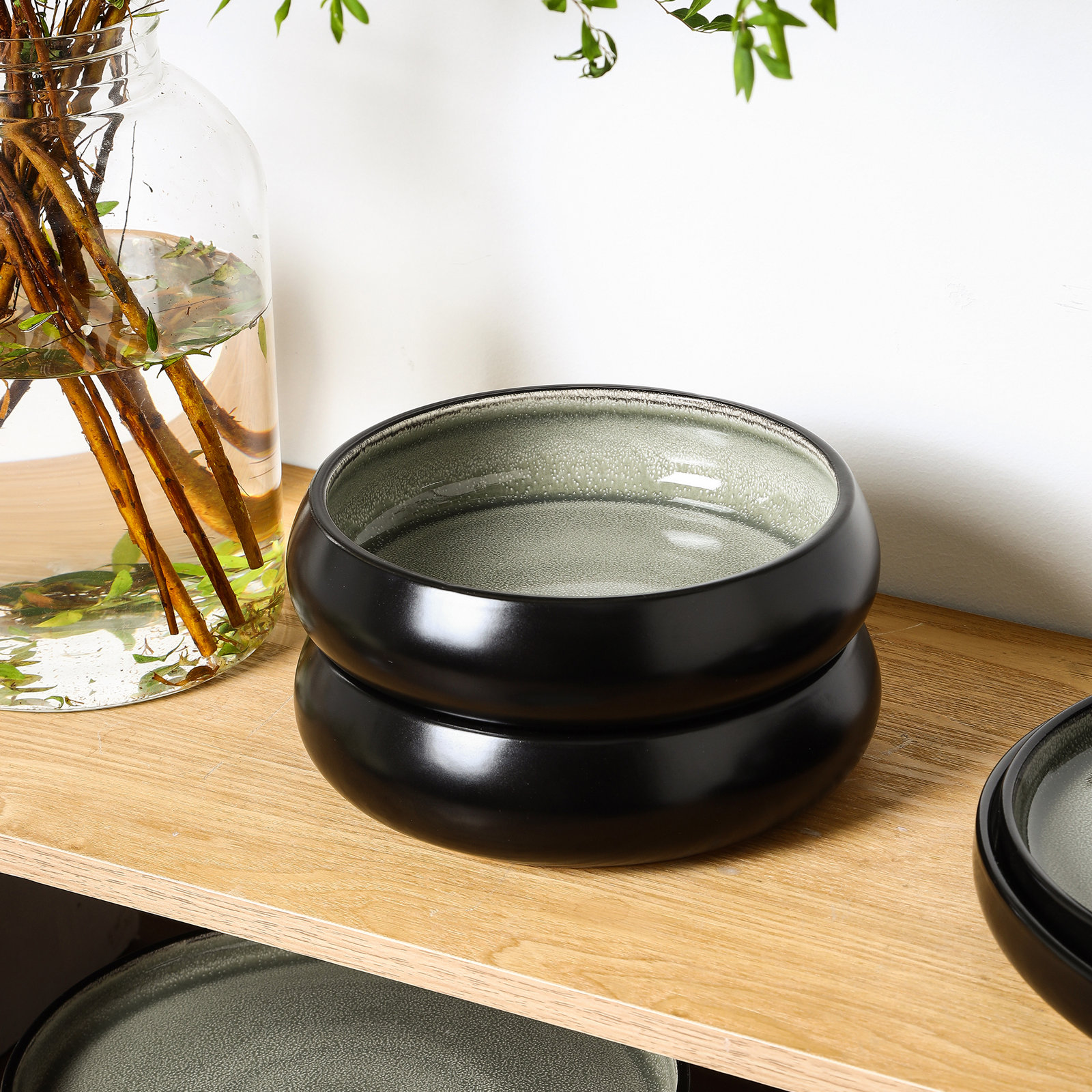 Lagoon Stoneware Dinnerware Set, Green