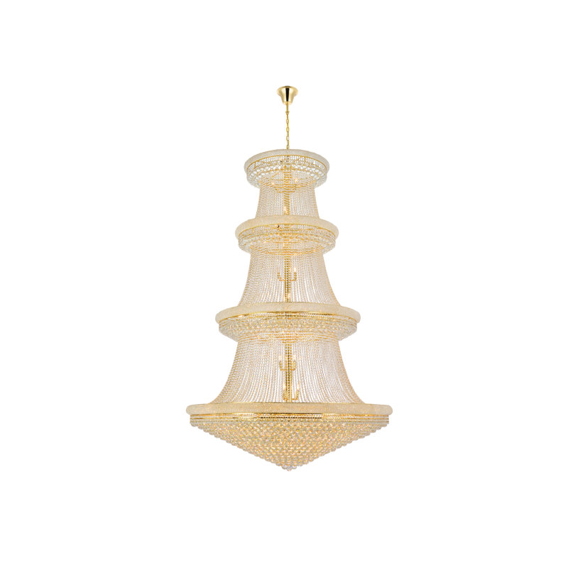 Ston Easton - lustre unique à niveaux 56 avec accents en cristal, H 66 po x l 36 po x P 36 po, Doré