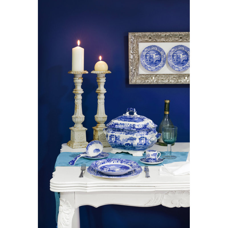 Spode Blue Italian Vegetable Dish, Covd 12"