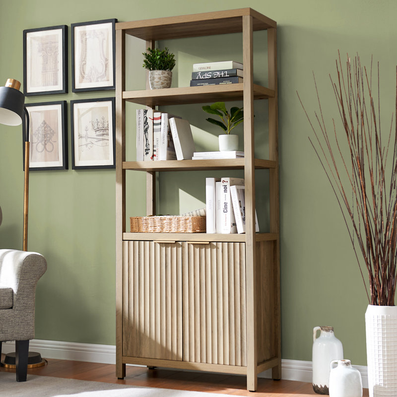 Nicolee 71'' H Storage Bookcase, Sand Oak