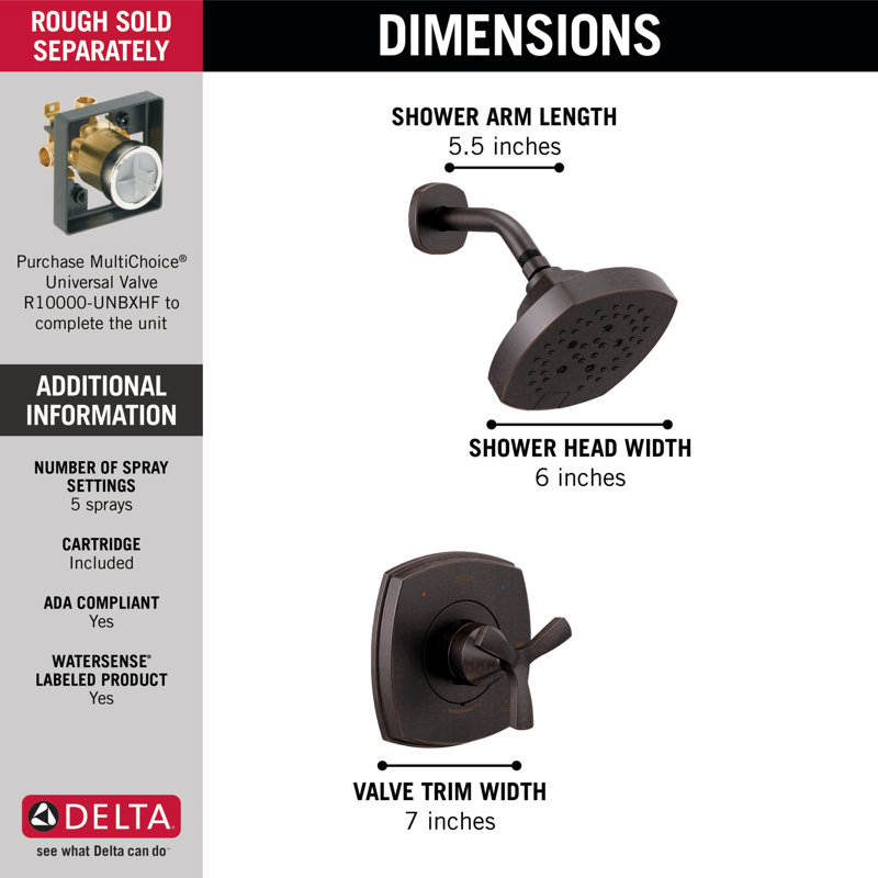 Stryke 14 Series Shower Faucet Trim with Diverter and Monitor, Oil Rubbed Bronze