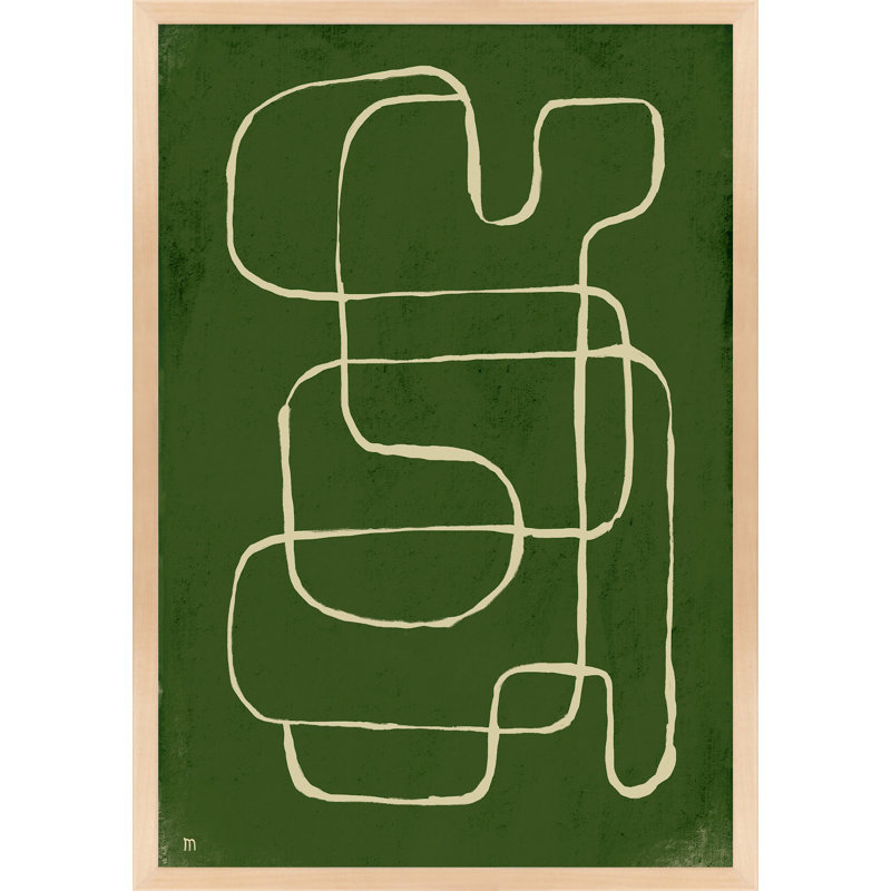 Line Works 1 By Studio - Art mural encadré, Papier avec cadre érable, H 50 po x l 35 po x P 1,25 po