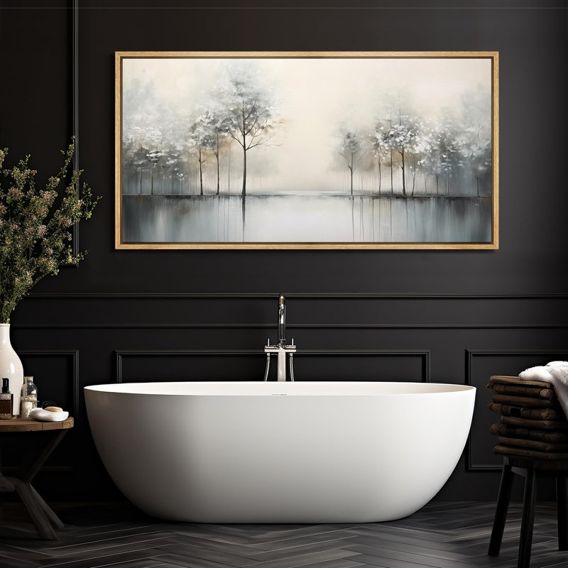 Misty Forest Reflections, reproduction d'art sur toile, H 30 po x l 60 po, Naturel