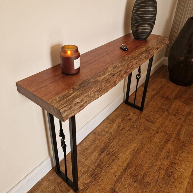 Console rectangulaire en bois massif noyer, 31.5"H×35.43"L×12.6"W