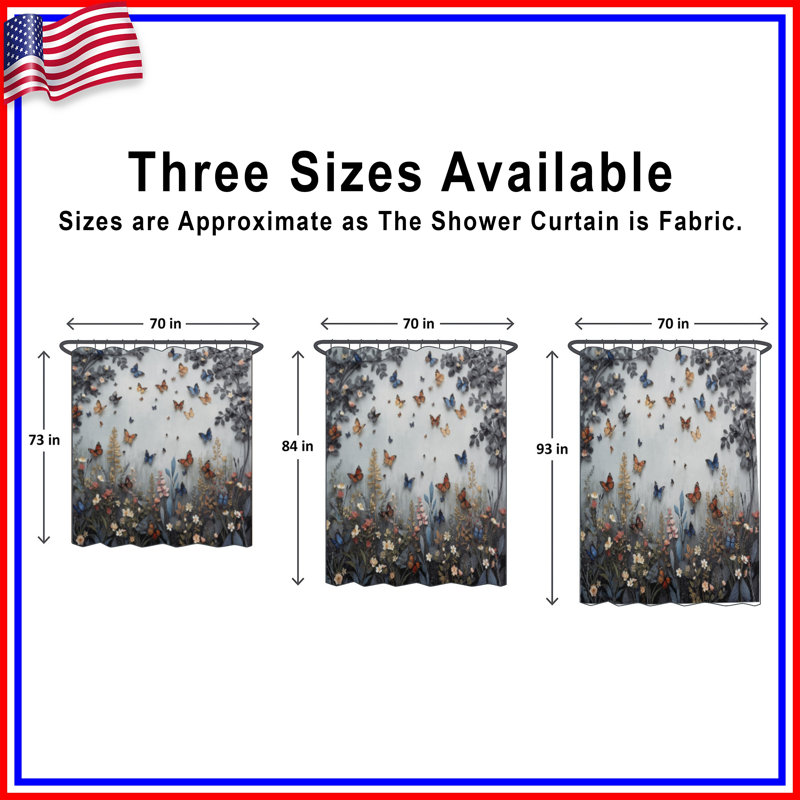 Rideaux de douche Butterflies And Wildflowers, L 70 po x H 84 po