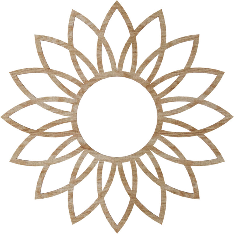 Médaillon de plafond 16 "x 16" x P 5 5/8 "x P 3/8" Daisy, H 16 po x l 16 po x P 0,38 po, Chêne rouge