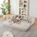 Canapé-lit convertible en chenille, canapé de sol pliant avec matelas, accoudoirs amovibles, 2 coussins de dossier et 2 coussins décoratifs pour petits espaces