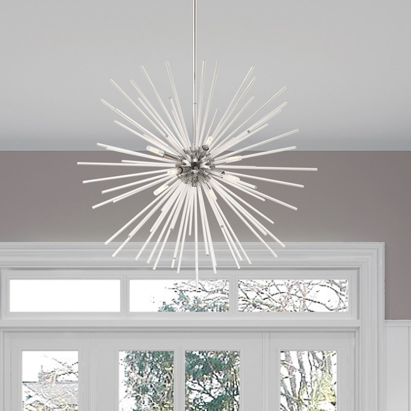 Ryzen 6 - Light Dimmable Sphere Chandelier, Polished Chrome, 25.75" H x 25.75" W x 25.75" D