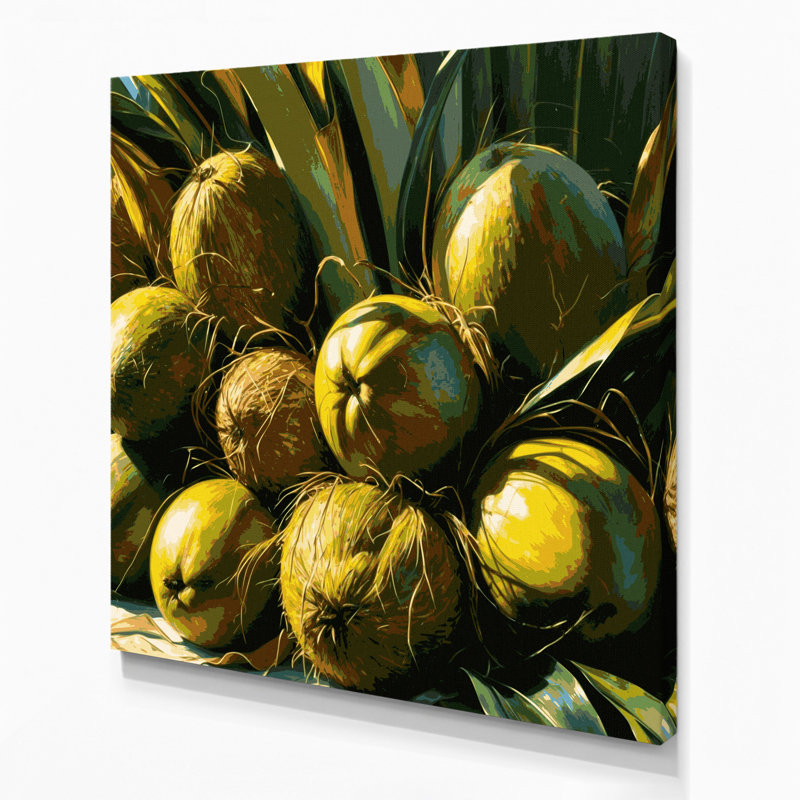 Hawaiian Coconuts Green, art mural sur toile, H 12 po x l 12 po