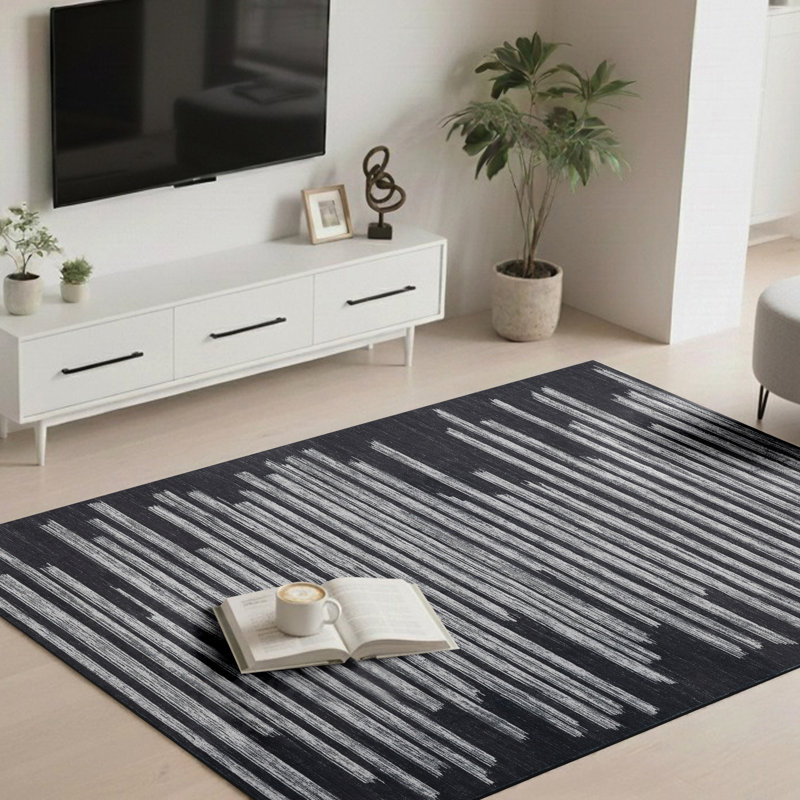 Modern Area Rug Living Room Striped Rugs for Bedroom Non Slip Throw Rugs Washable Area Rug Stain Resistant Carpet for Department Nursery Dining Room