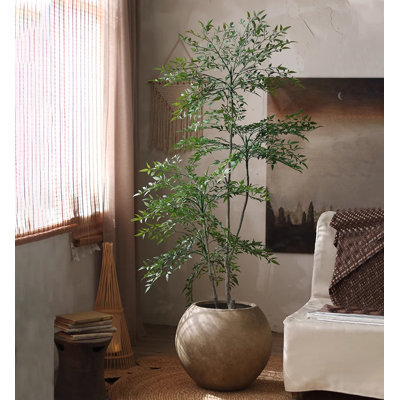 Arbre vert artificiel minimaliste réaliste en pot rond