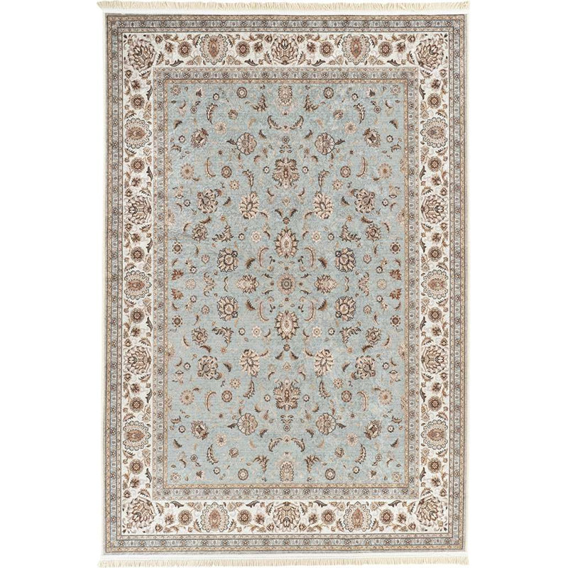 Alfa Rich Cyarah Ultra-Thin Oriental Teal Cream Washable Non-Slip Area Rugs for Living Room Bedroom, Runner 2'11'' x 4'11''