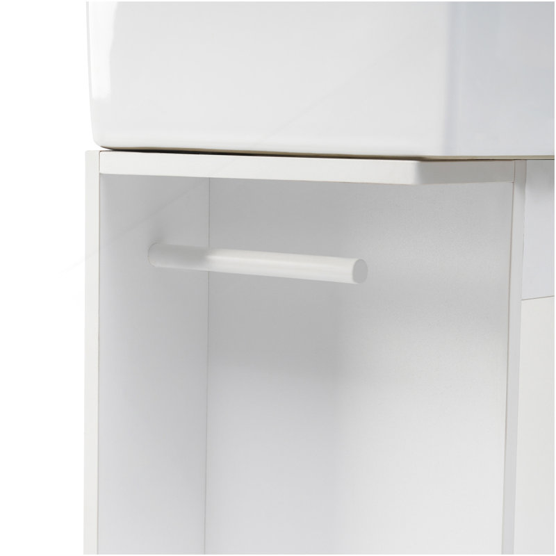 18.6" Bathroom Vanity With Sink, Bathroom Vanity Cabinet With Two-Tier Shelf, Left Or Right Orientation, White , White