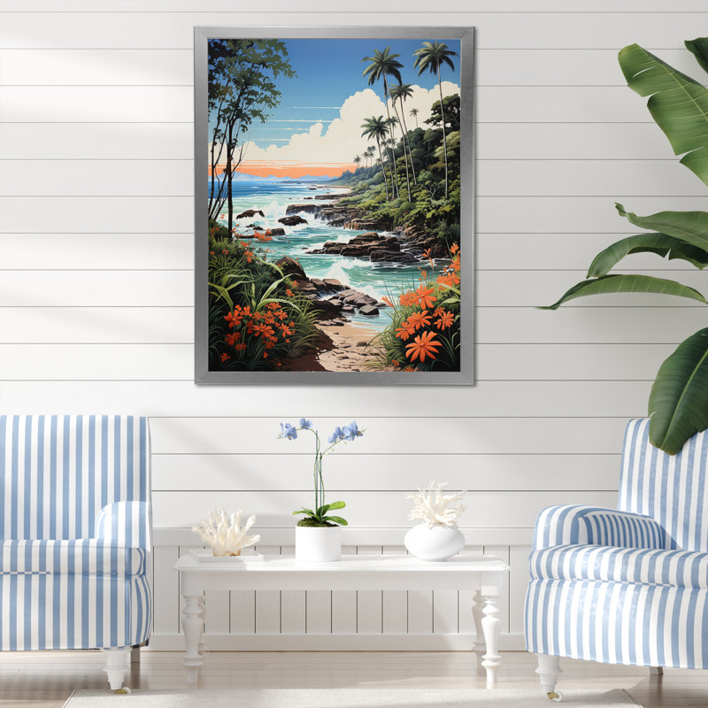 «Beinteinn Coastaltropical Tropical Paradise I», reproduction sur toile, Cadre photo argenté, H 44 po x l 34 po x P 1,5 po