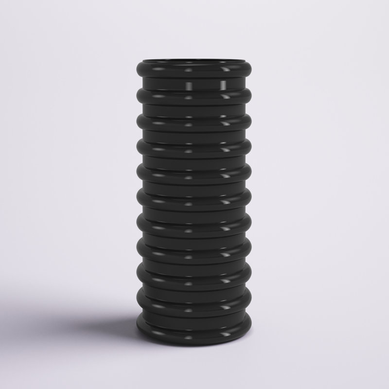 Glass Vase Ribbed Cylindrical Glass with Modern Grooved Design and Contemporary Silhouette for Decorative Display., Gold