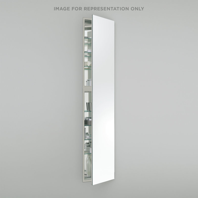 M Series Recessed Framed Medicine Cabinet with 3 Adjustable Shelves, Lighting, and Electrical Outlet, Right