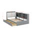 Lit plateforme en bois avec tête de lit, tablettes et tiroirs-965515379