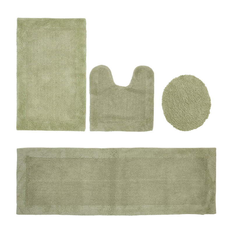 Ensemble de tapis pour salle de bain réversible 4 pièces Edge, Ensemble de 4 (18 po x 20 po | 20 po x 20 po | 21, Sauge