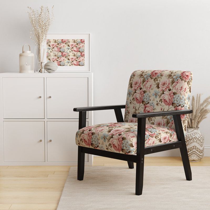 Chaise d'appoint florale Cobalt, Motif victorien de roses gracieuses rétro VII