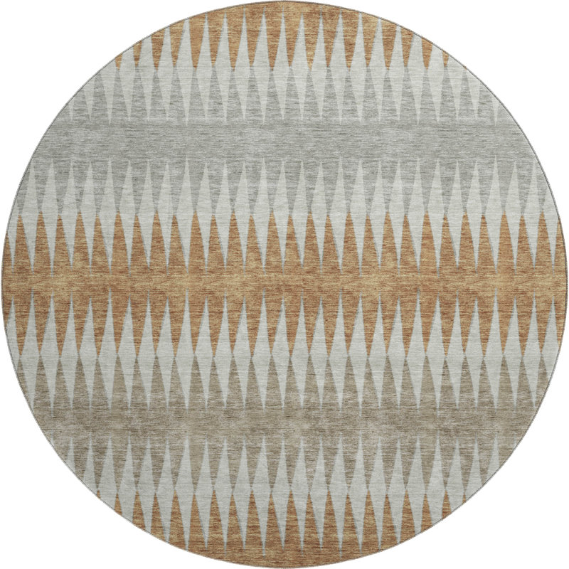 Premium Machine Washable Prisco Paprika Rug, Round 8'