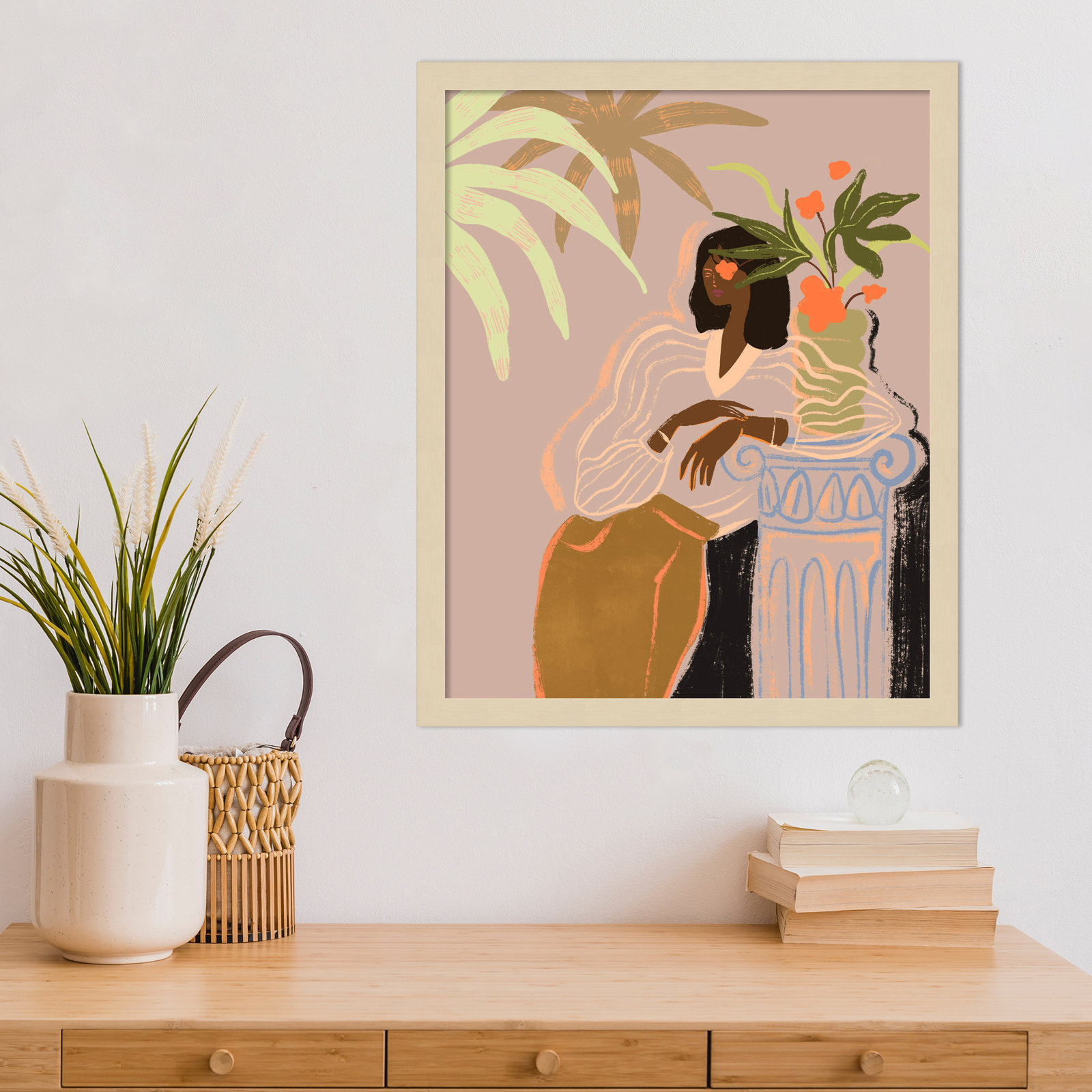 Prudence "Lady in Waiting" Print, Brown, 21" H x 17" W