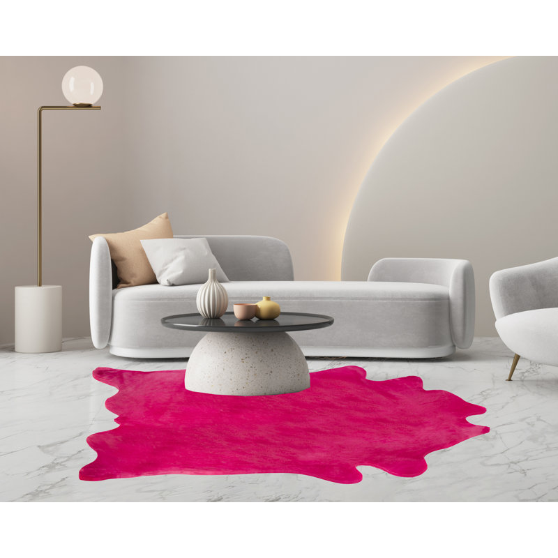 Tapis de zone fuchsia fait main vache Plainsboro