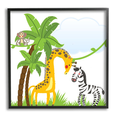 ba-909 - Cadre encadré, "Jungle Animals and Palm Trees" par Kim Allen
