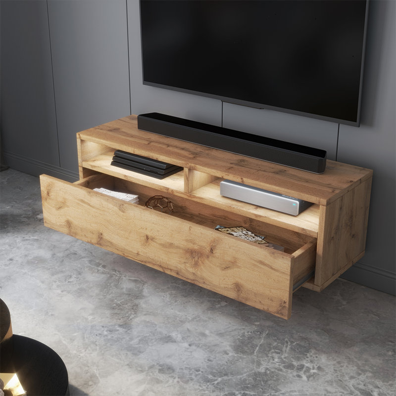 Rodley Unfinished TV Stand for TVs up to 42", Wotan Oak