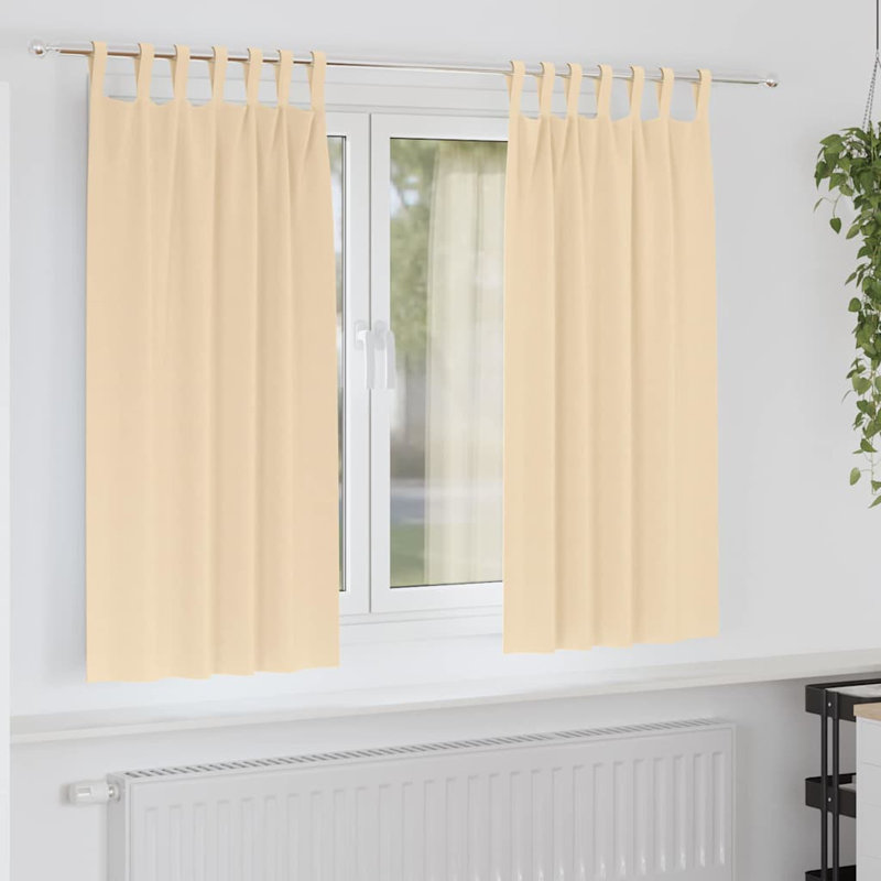 Curtains With Curtains 2 Pcs Polyester, 175cm Width x 140cm Drop, Cream
