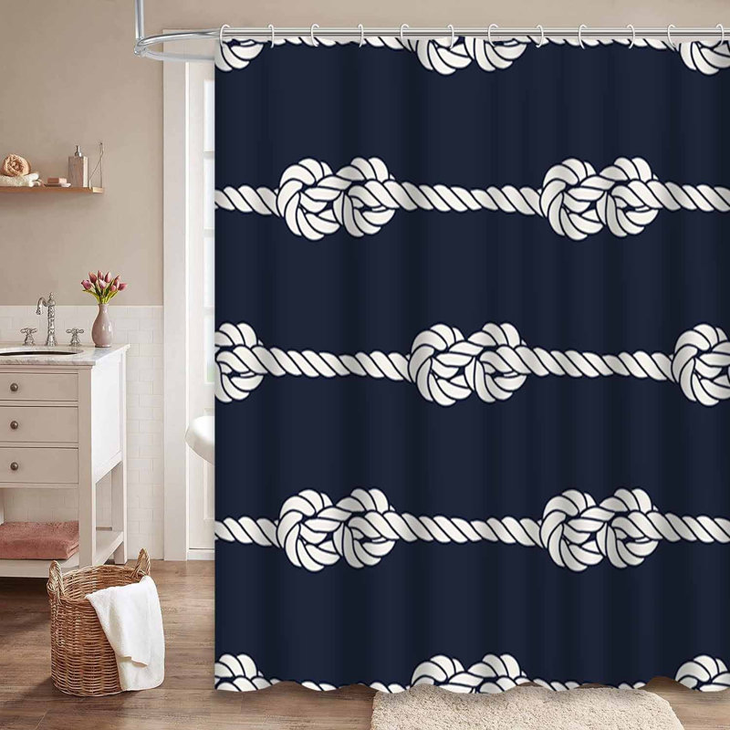 Rideau de douche nautique avec 12 crochets Nautical Rope, L 72 po x l 84 po