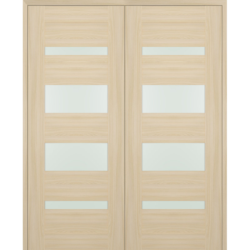 Porte standard en bois lambrissé et verre préfini, 63,5 po x 83,23 po, Frêne