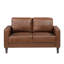 Sofa deux places contemporain en similicuir au chocolat avec rembourrage en mousse et pieds en bois apparents