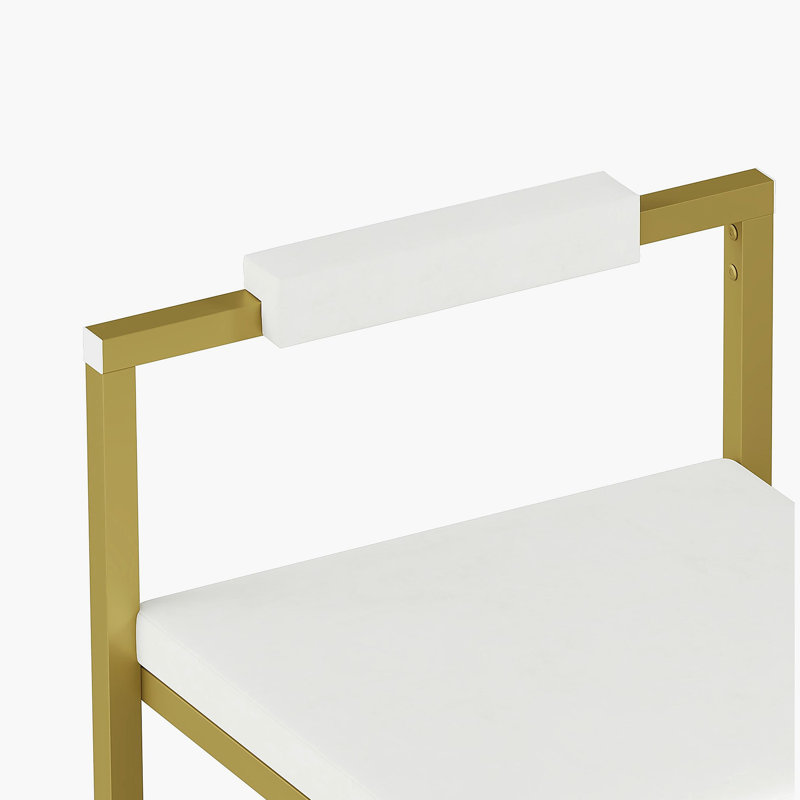 Upholstered Velvet Bar Stools Modern Dining Stools (Gold & Creamy White, Set of 2), Gold, Creamy White