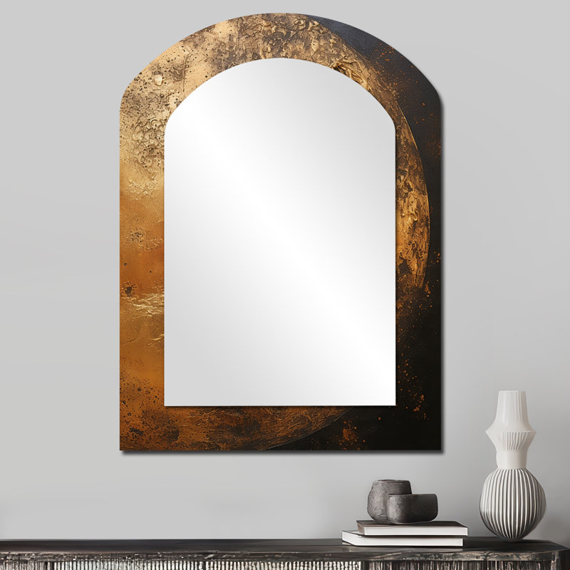Bronze Moon Beam - miroir décoratif en forme d'arche de lune, miroir mural asymétrique doré, impression d'art en métal