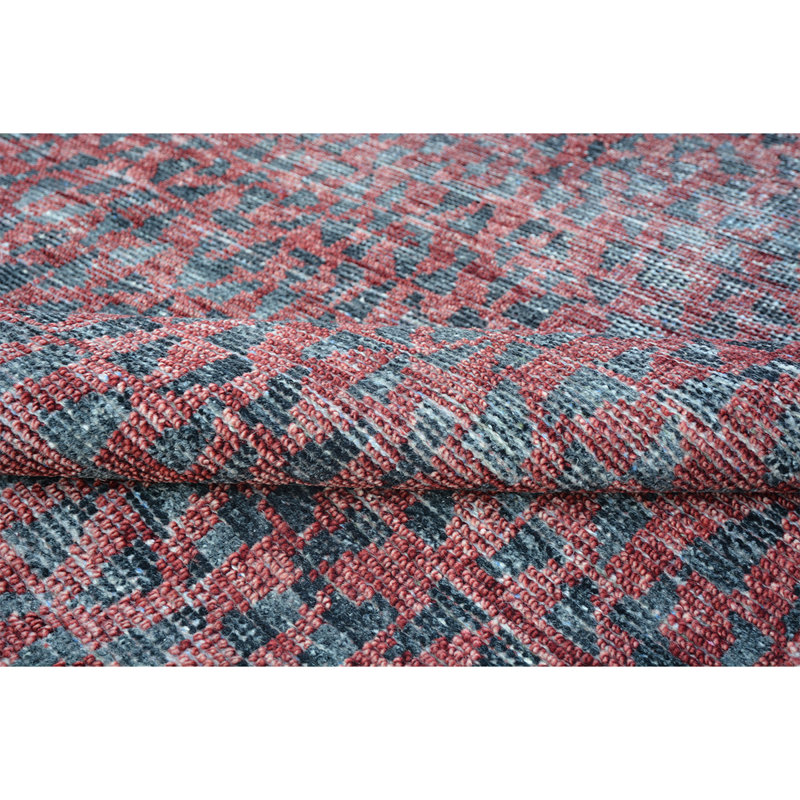Wool Moroccan Area Rug in Red, Rectangle 8' x 10'