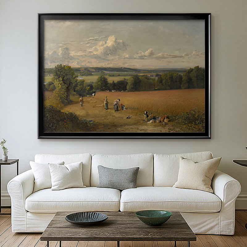 «A Wheatfield» - John Constable - Toile tendue avec châssis, 1816, 26,5 x 36,5, Toile avec cadre, Noir